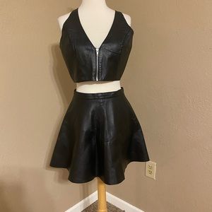 American Apparel Genuine leather skirt and top